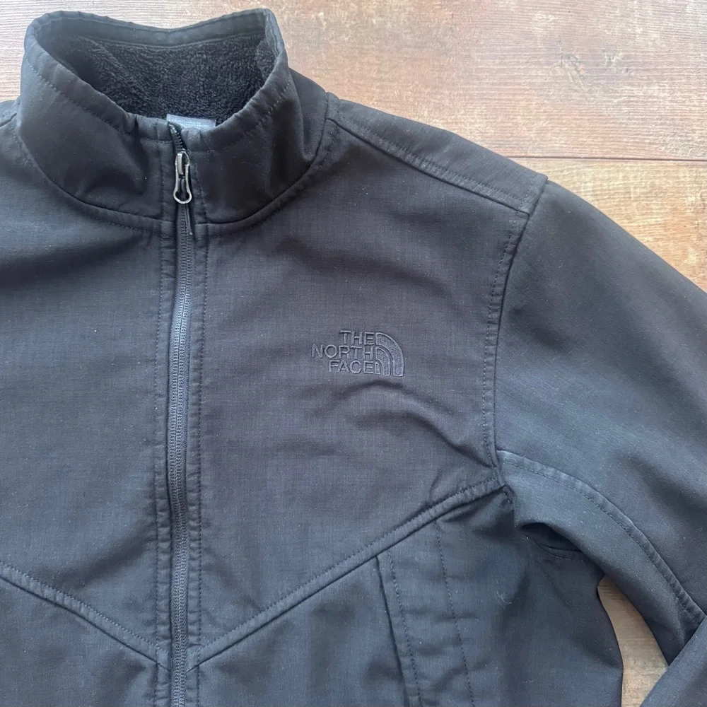 The North Face Soft Shell Wind Jacket Coat Black Fleece Lined Size Small